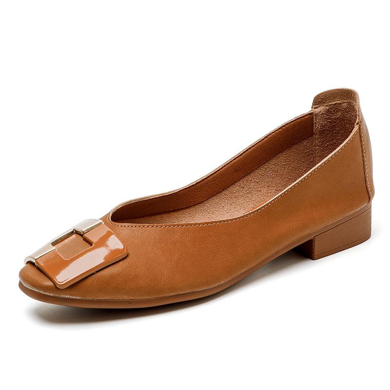 Мягкая подошва новые удобные и дышащие низкий каблук квадратный носок неглубокий вырез одинарные туфли женские мягкий хлопок плоская подошва не натирающие ноги бабушка