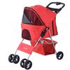 Folding Dog Stroller for Small Dogs, Dog Pushchair with Braked Wheels,Red