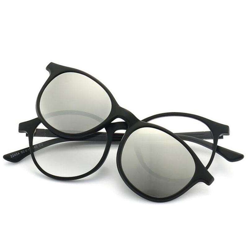 2245 Magnet Clip Round Myopia Glasses 0 -0.5 -1.0 -2.0 To -6.0  Hyperopia Sunglasses +0.5 +1.0 +2.0 To +6