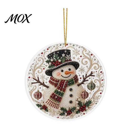 Acrylic Santa Decorations Christmas Hanging Ornament, 2D Flat Double Side Printed Festive Wall Snowman Pendant for Tree Window, Holiday Decor Office