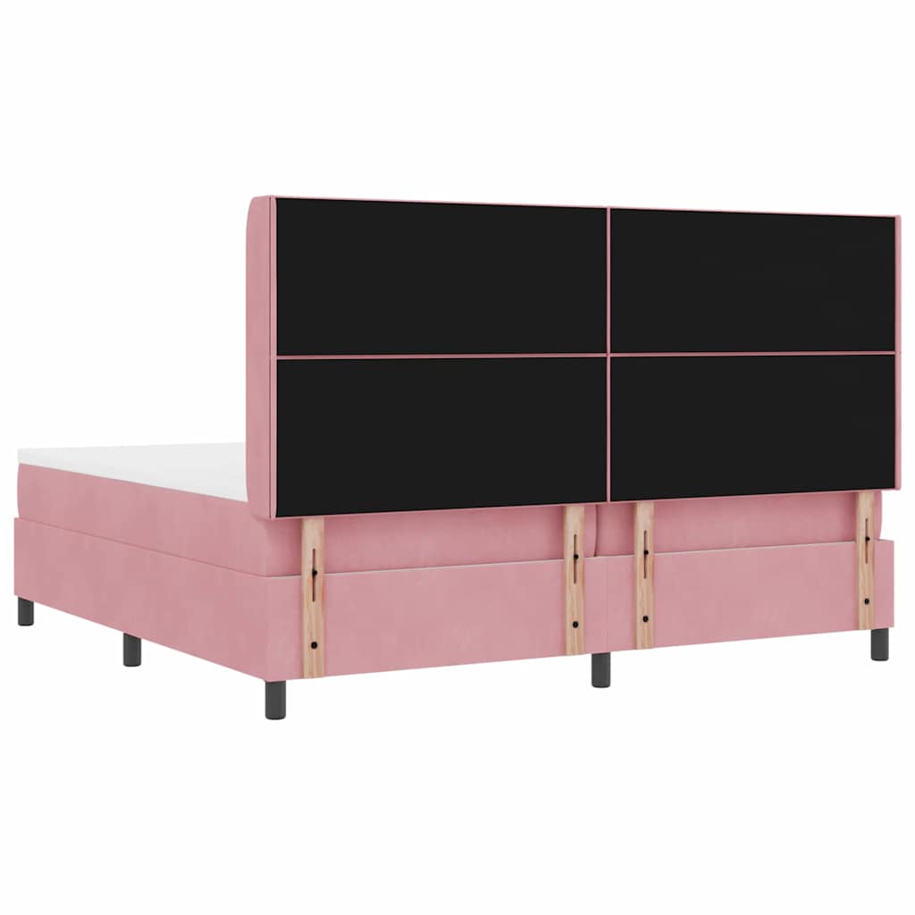 Box Spring Bed with Headboard Pink 200 x 200 cm Velvet