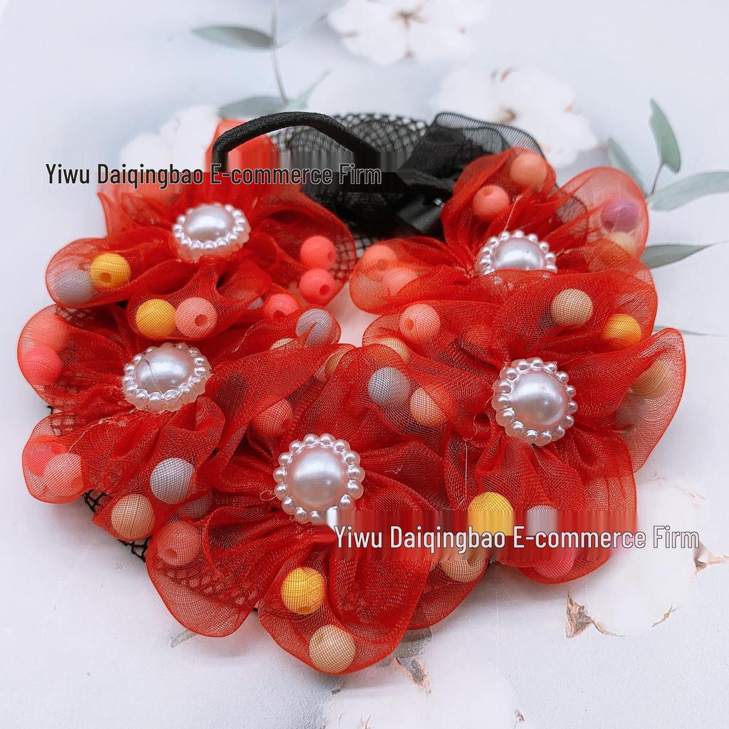 Детская жемчужная цветочная сетка для волос: Милый инструмент для укладки пучка для фестиваля и выступления