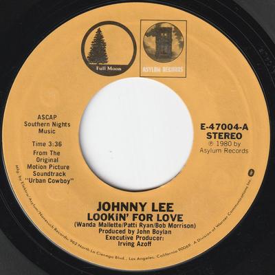 7-дюймовая пластинка JOHNNY LEE / EAGLES - Lookin' For Love / Lyin' Eyes E47004 Asylum Records, 1980 US Рок Б/У