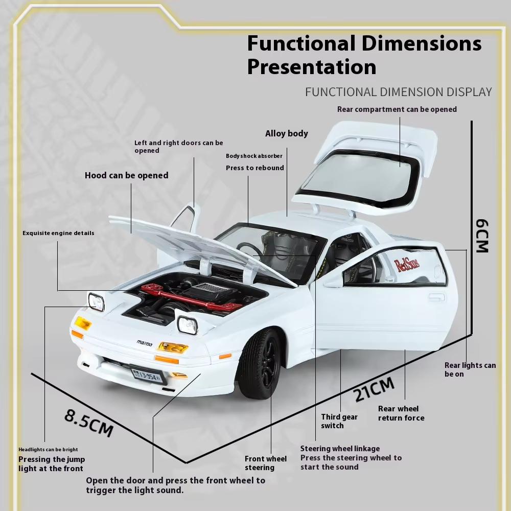 LYZRC Новый 1:24 Mazda RX7-FC Большая модель автомобиля, имитация орнамента, литой автомобиль, детская игрушечная машина, спортивная машина, подлинная коллекция, подарок для мальчика