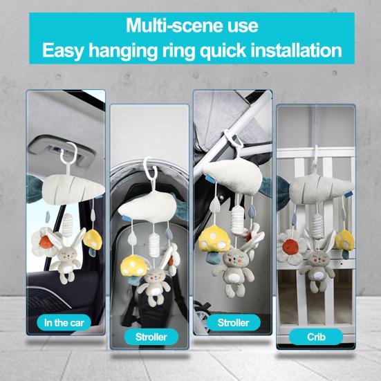Игрушка для детской кроватки, встроенное устройство BB и колокольчик, мультяшный кролик, сова, плюшевые успокаивающие игрушки