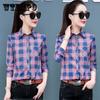 Весенне-осенняя классическая клетчатая рубашка, женская студенческая тонкая рубашка с длинным рукавом, повседневная нижняя рубашка