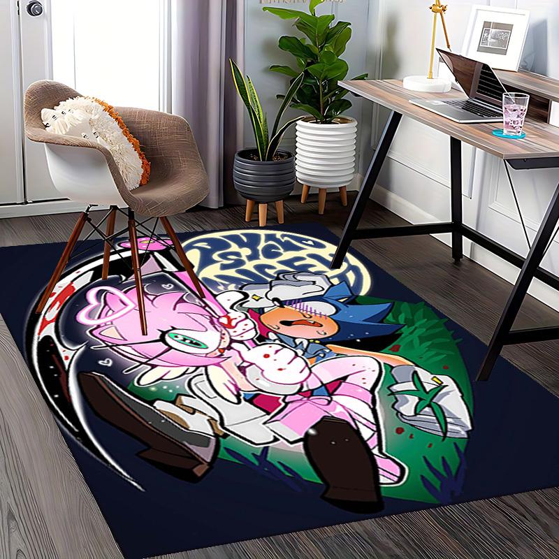 1pc Psycho Angel Sonic Chair Mat: Anime Cartoon Design, Non-Slip Carpet for Office and Home Decor - Perfect Gift for Any Season!O097