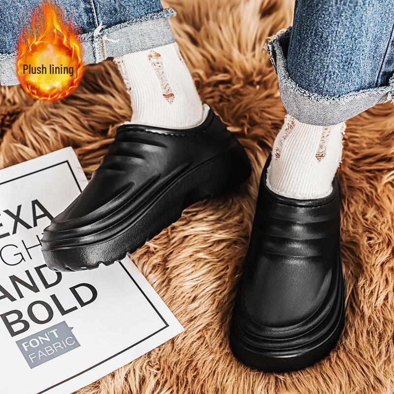 Нескользящая обувь шеф-повара с флисовой подкладкой: Теплые, Маслостойкие, Мягкая подошва, Большие размеры, Идеальны для мужчин и женщин, работающих в сфере гостеприимства.