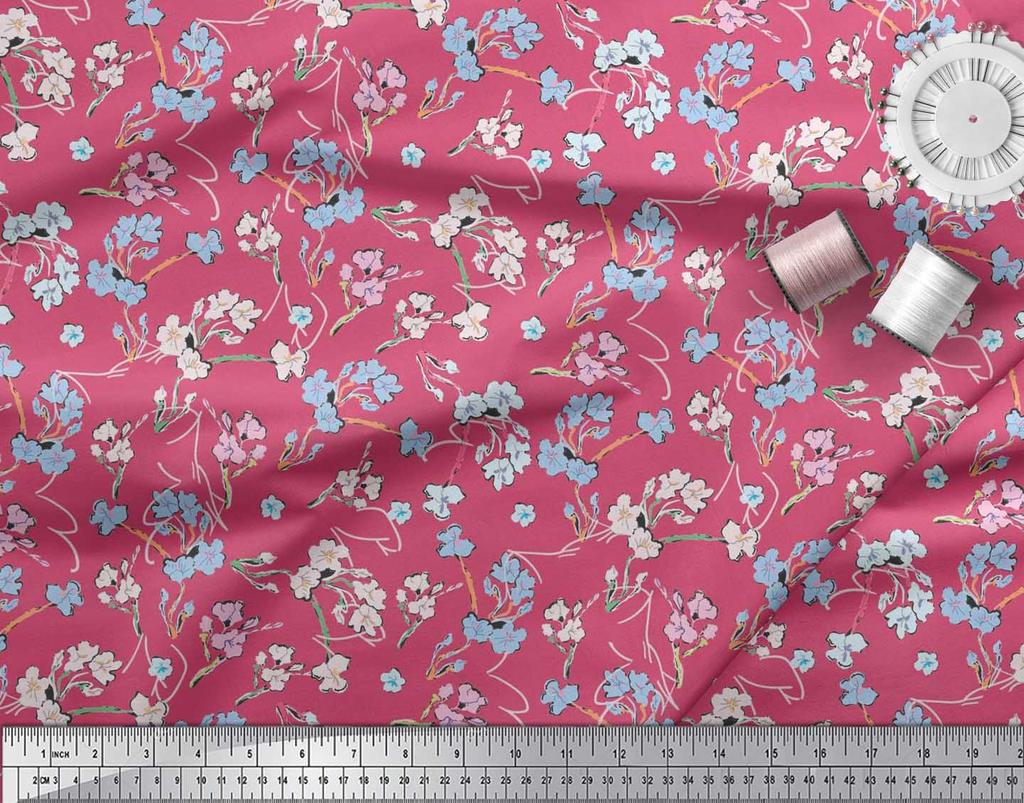 Soimoi Ткань японский креп-сатин, художественный цветочный принт, ткань по метрам 42 дюйма