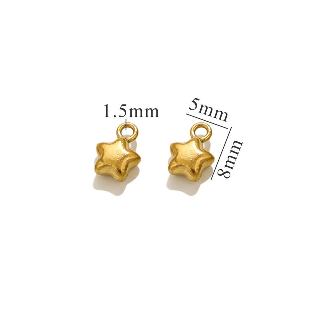 5 PCs 304 Stainless Steel Mini Charms 18K Gold Plated 3D Moon Sun Star Small Pendants DIY Earrings Necklace Bracelet Jewelry