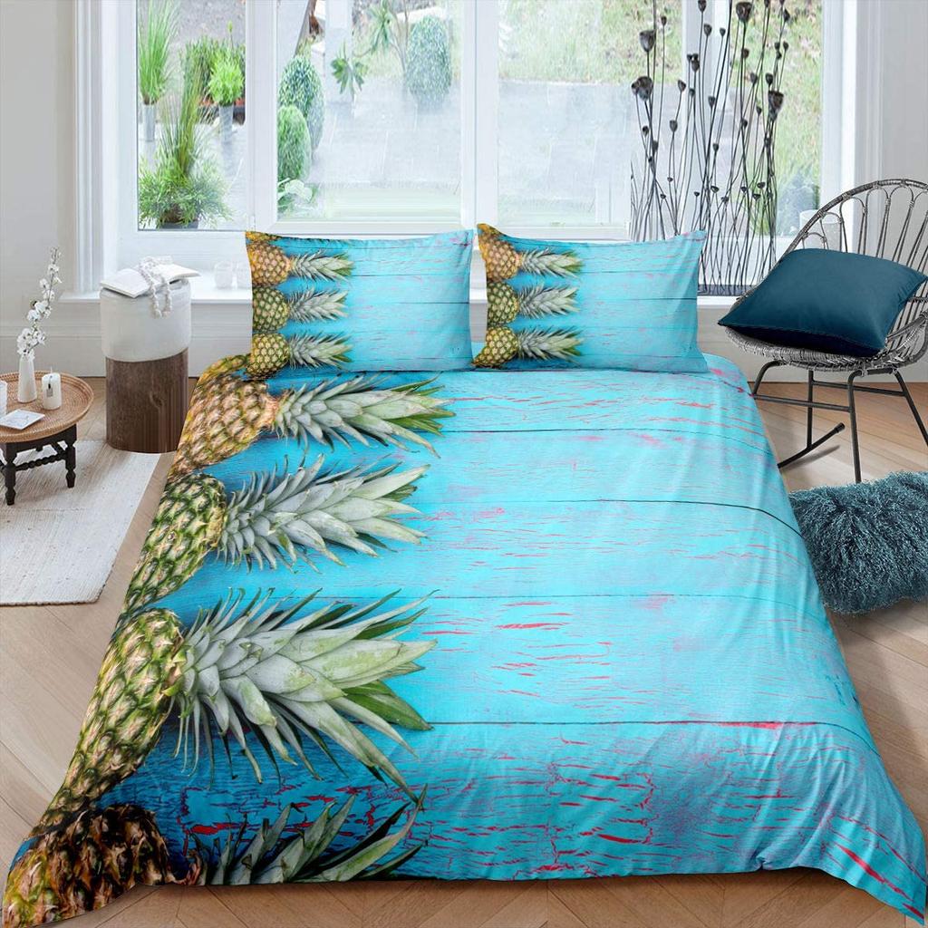 Комплект пододеяльников с рисунком ананаса, желтый фруктовый узор, размер King Queen, для детей, мальчиков и девочек, полиэстер, одеяло с наволочкой