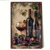 Винтажная металлическая табличка 2D Железная живопись Настенное искусство 20x30см Декор в виде винной бутылки