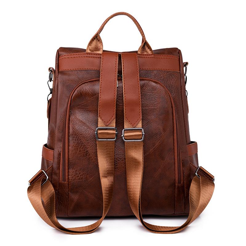 Anti Theft Backpack for Women's Backpack European and American Retro Large Capacity Backpack Soft Leather High-end Travel Bag