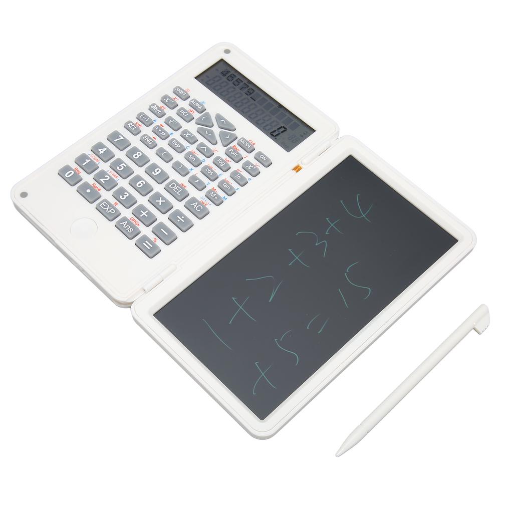 Calculator with Notepad Portable 10 Digits LCD Display Scientific Calculator for School Office Meetings and Family White