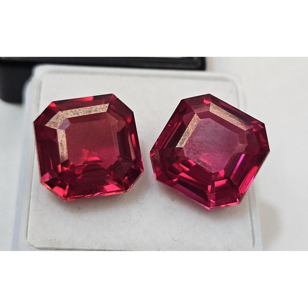 Rubellite Tourmaline For Earring Making Asscher Cut 20-22 Ct Pair Gemstone