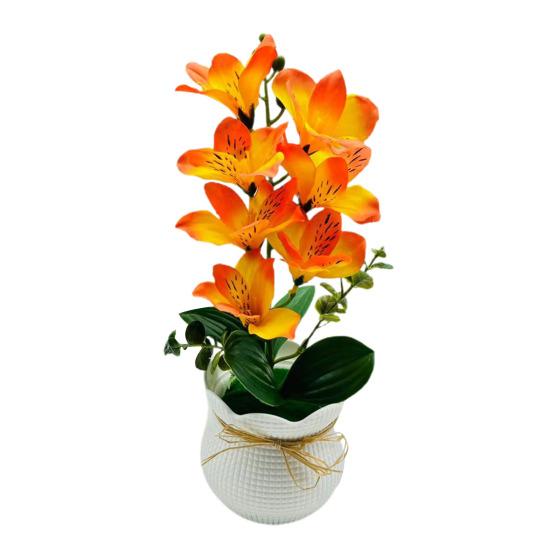 Искусственный цветок магнолии в горшке, 7 головок, домашний офис, гостиная, стол, центральный элемент, свадебные искусственные цветочные растения, бонсай