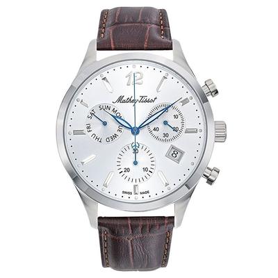 Часы Urban Chrono с кожаным ремешком, серебристым циферблатом, кварцевые, мужские H411CHALS