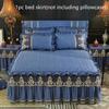 Luxury Quilted Padding Bed Skirt Sanding Soft Thicken Bedspread 1pc Lace Edge Bedspread Not Including Pillowcase
