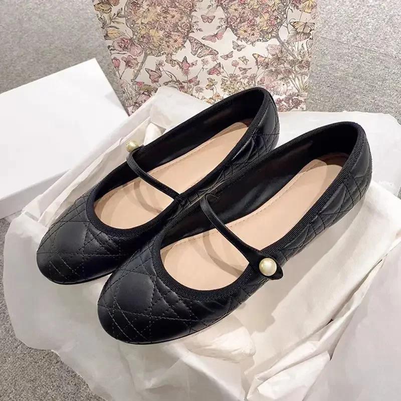 Женские новые кожаные туфли Мэри Джейн Элегантные туфли с квадратным носком Женские туфли на плоской подошве Модные повседневные балетки для улицы Туфли на плоской подошве