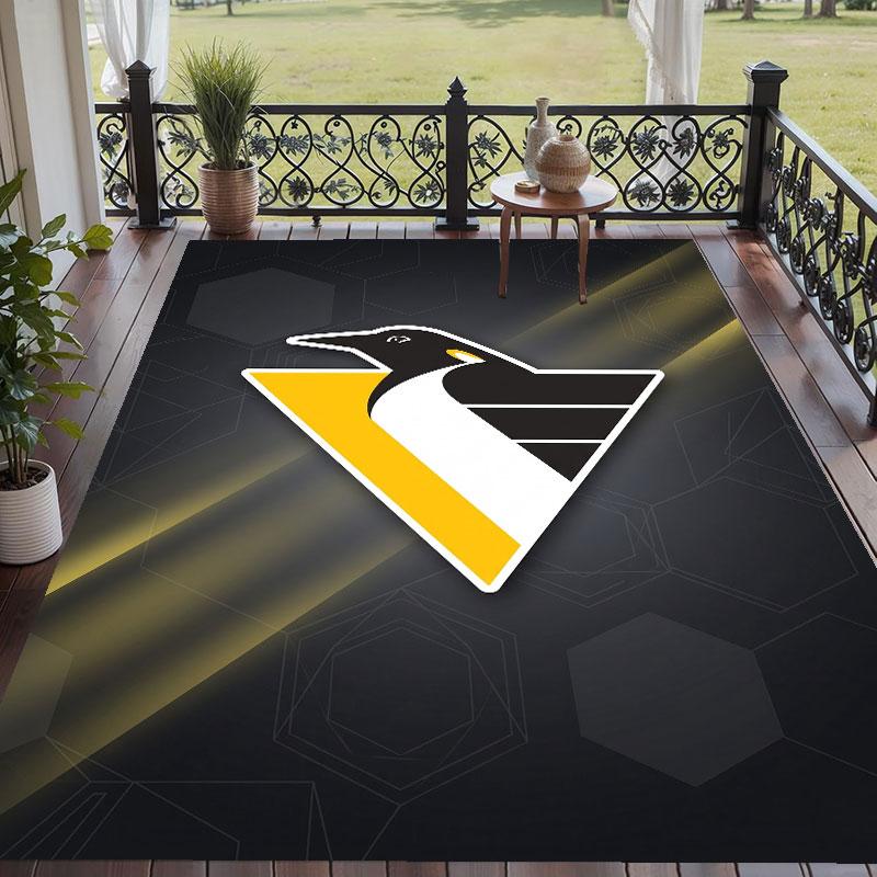 Soft Floor Carpet Pittsburgh Penguins Pattern Area Rug Decorative Mat For Home Room Decoration