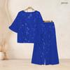 Women Plus Size Two Piece Set Round Neck Flared Half Sleeve Red Black Striped Printed Top And Long Skirt