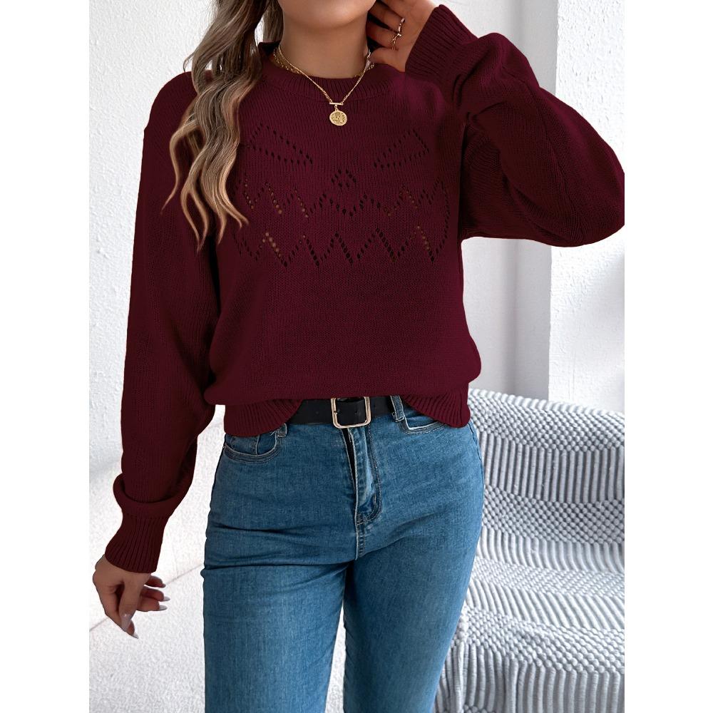 Женский вязаный свитер - Однотонный пуловер с рукавами-фонариками на шнуровке, Хэллоуин, женский топ