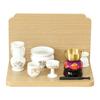 Mini Buddhist Altar, Open Type "Stage ONE" Light Color, Includes Buddhist Altar Accessories Set (White with Gold Lotus)