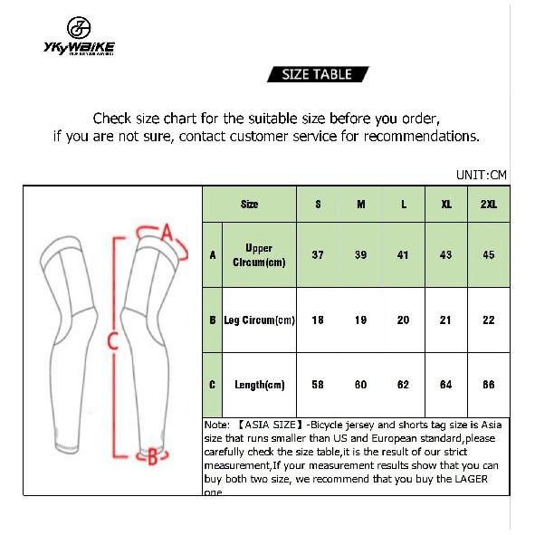 YKYWBIKE Cycling Leg Warmers Unisex Calf Compression Sleeves Outdoor Sports Running Basketball Football Leg Sleeves UV Protecti