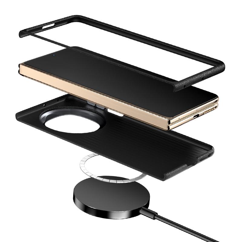 Для Huawei Mate X6 Чехол из углеродного волокна Тонкий Магнитный Беспроводной Зарядник Magsafe Раскладывающийся Чехол-книжка Сплавная Линза Противоскользящий Захват Funda