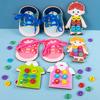 Children's educational string games, wooden clothes buttons to tie shoelaces, baby early education exercise, hands-on brain toys