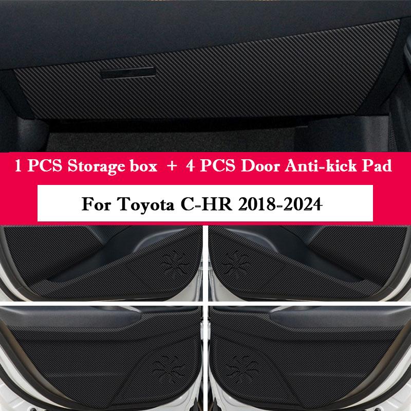 For Toyota C-HR CHR 2018 - 2024 Car Door Anti Kick Pad Carbon Fiber Doors Protective Sticker Automotive Interior Modification