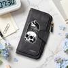 Gothic Raven Skull Pattern Multi Slot Long Wallet Dark Style Daily Use Purse