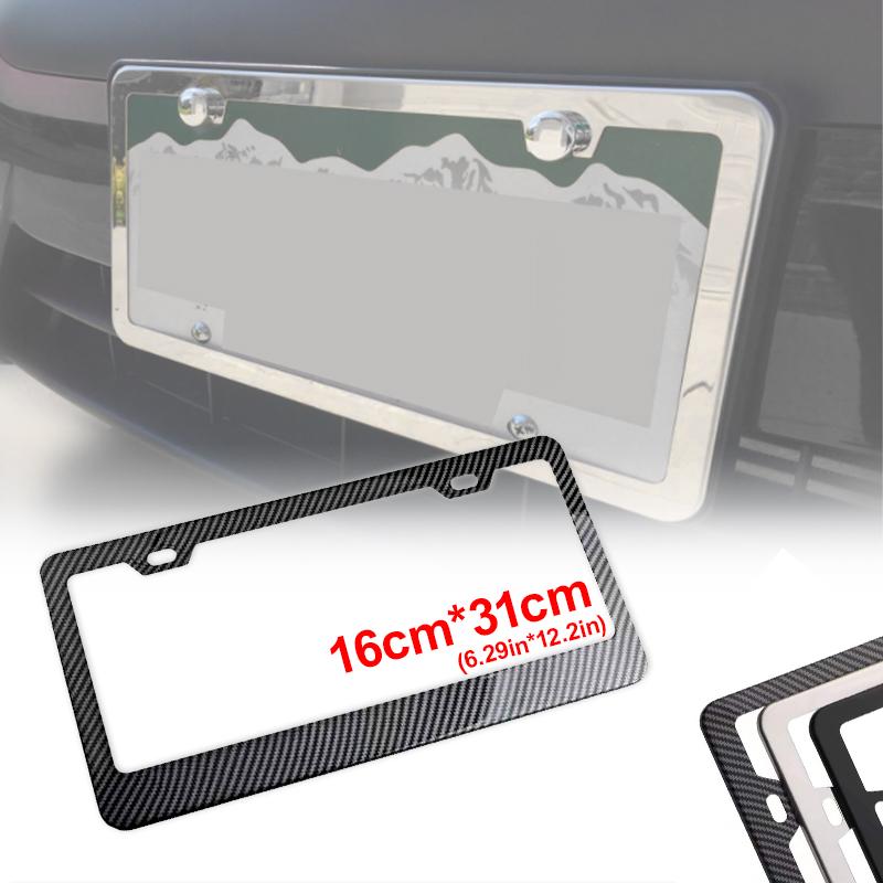 Universal Alloy License Plate Frame Black Carbon Bracket American Auto Accessory Fiber Number Plate TAG Cover for Front Rear License Plate Covers