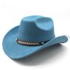 Suede Jazz Top Hat Women'S Brim Suede One-Word Top Men'S Ladies Cowboy Hat Felt Hat
