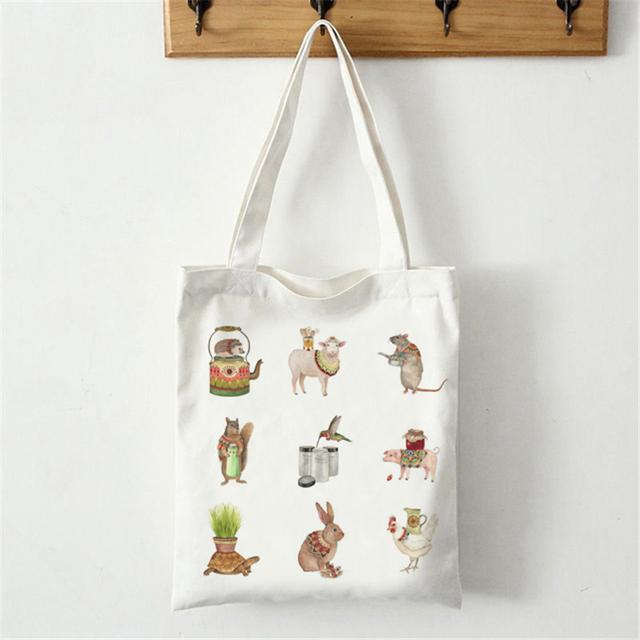 Женская холщовая большая сумка через плечо, художественная сумка для покупок, большая вместительная сумка в стиле панк, эстетика ретро, ​​картина в стиле Харадзюку.