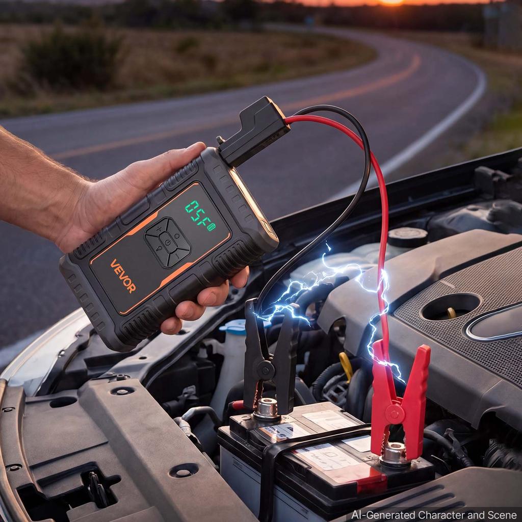 VEVOR Jump Starter with Air Compressor 1600A Peak Car Battery Jump Box, Portable for 6.0L Gas / 3.0L Diesel, 150 PSI Auto-Shutoff Tire Inflator