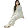 MiiOW Women's Pajamas, Spring Autumn Summer Pure Cotton Loungewear, 2026 New Printed Style, Wearable Outside, Lapel Cardigan Women's Set