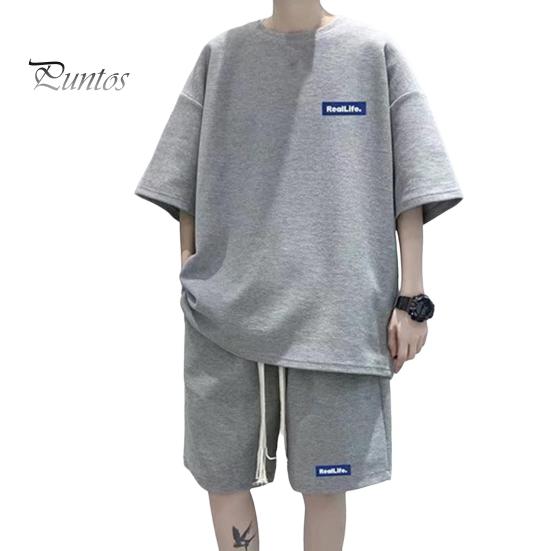 Мужской комплект из 2 предметов, повседневный спортивный костюм, шорты, летний свободный спортивный костюм с коротким рукавом, спортивный комплект, домашняя одежда с вафельной текстурой, подходящий костюм