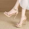 Fashion Liyke Summer Fashion 11CM Stiletto Women Platform Sandals Soft Cozy Open Toe Ankle Strap High Heels Banquet Party Dress Shoes
