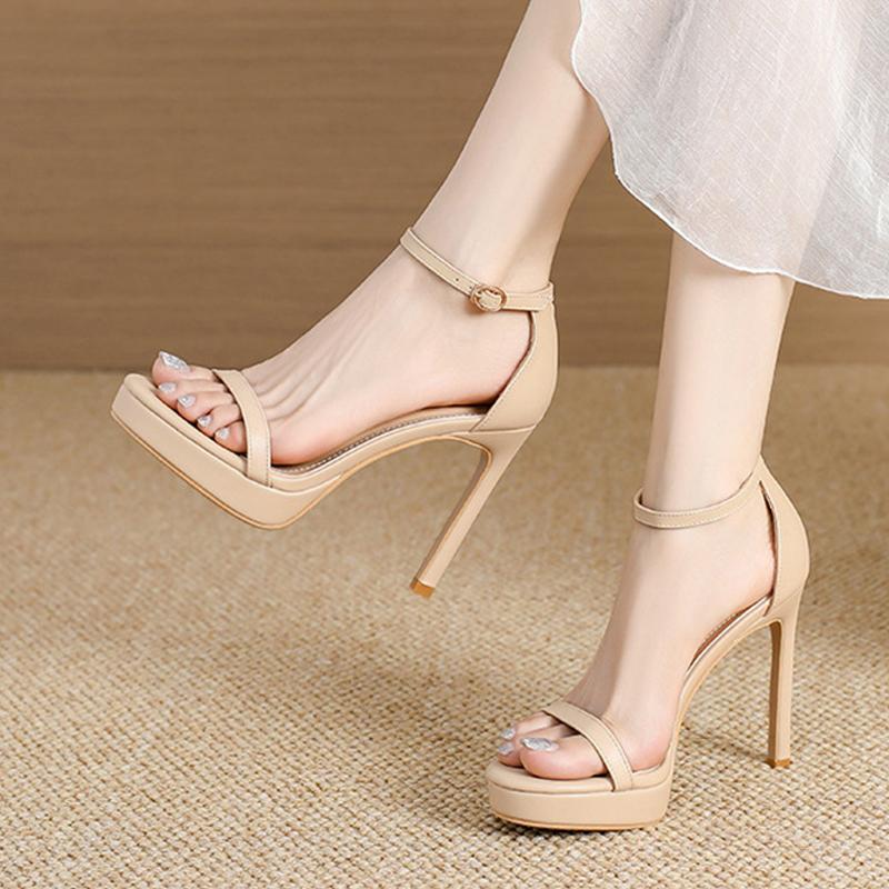 Fashion Liyke Summer Fashion 11CM Stiletto Women Platform Sandals Soft Cozy Open Toe Ankle Strap High Heels Banquet Party Dress Shoes