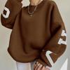 Autumn and Winter Women's Casual Fashion Print Thickened All-match Top Long-sleeved Sweater