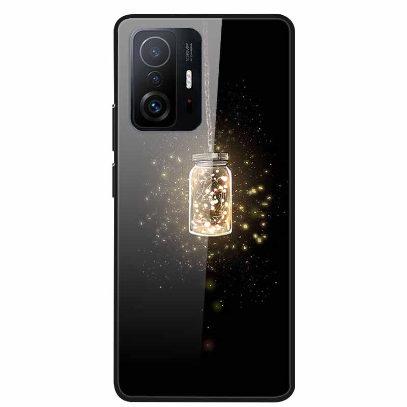 Для Xiaomi 11T Pro Стеклянный чехол Жесткий закаленный стеклянный ПК-чехол Чехол для телефона Для Xiaomi Mi 11T 11 T Pro Ударопрочный Мультяшный Funda Coque