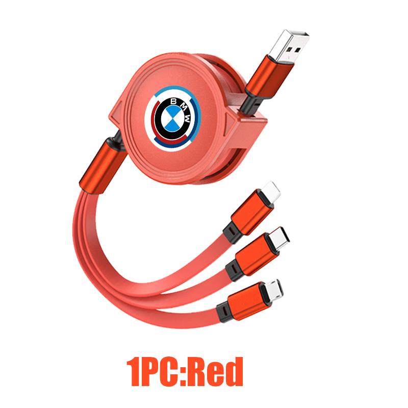 3 In 1 Car USB Super Fast Charging Retractable Data Cabl For BMW X3 X5 M5 M3 E46 E90 E60 F10 E39 F30 E36 G30 E87 E70