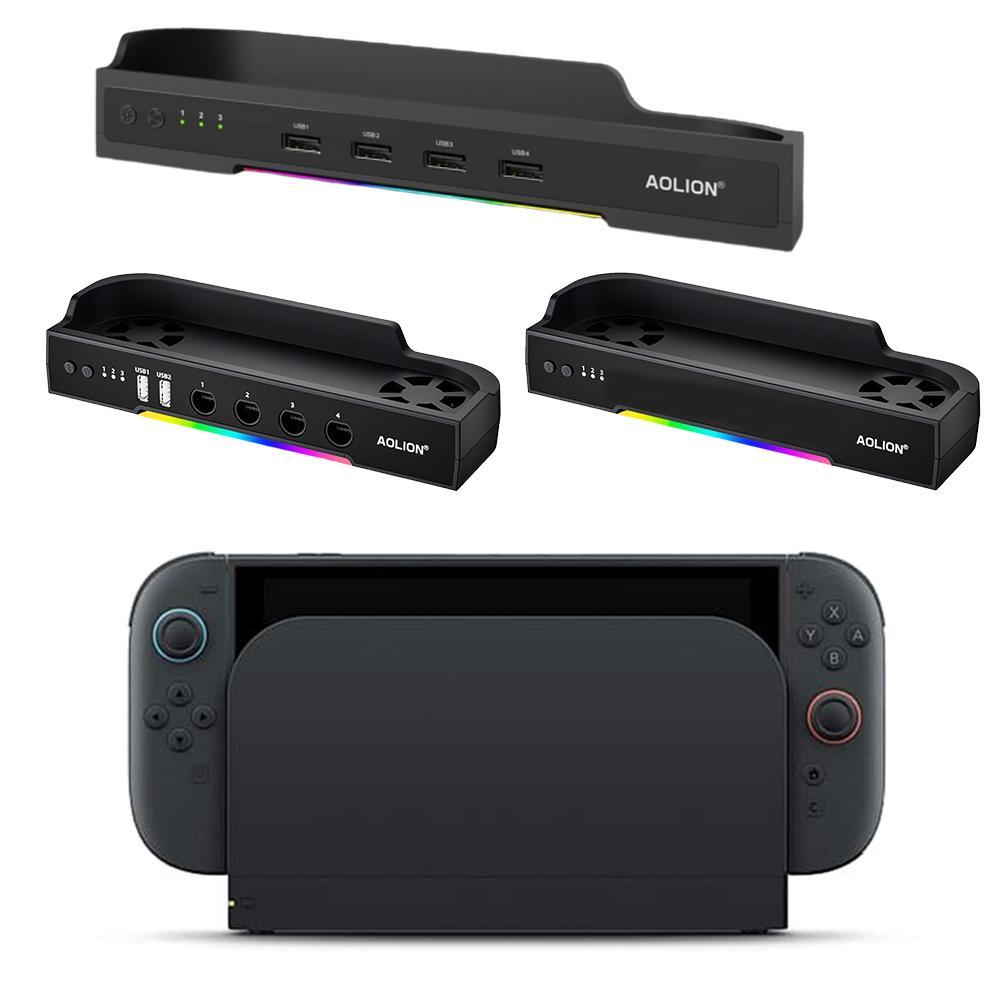 Для Nintendo Switch 2 База Консоли Радиатор NS2 Портативный ХАБ Док-станция С Настенным Креплением NGC RGB Подсветка Поддержка Радиатора