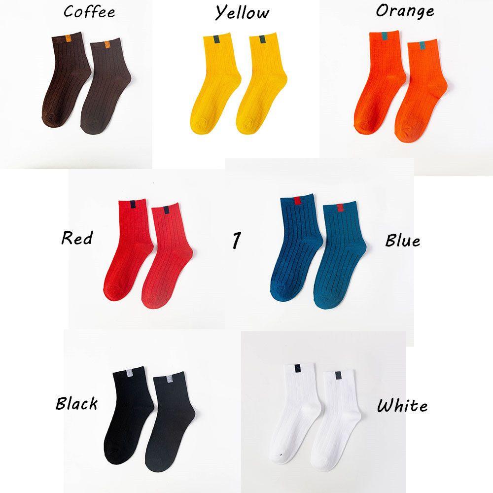 All-match Cloth Label Autumn and Winter Cotton Socks Couple Socks Sports Socks Solid Color