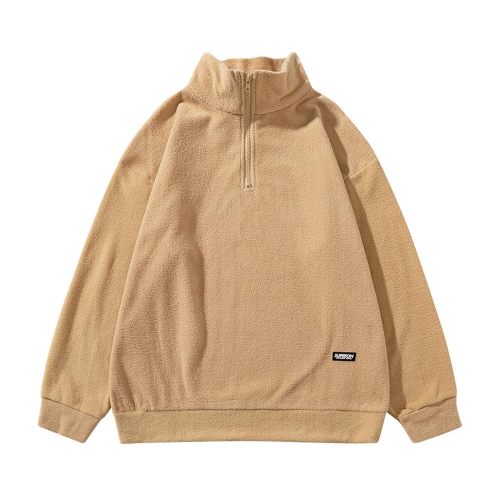 Autumn And Winter Polarfleece Sweater Embroidery Letters Zipper Stand Collar Pullover Sweater Men's And Women's Cardigan Top