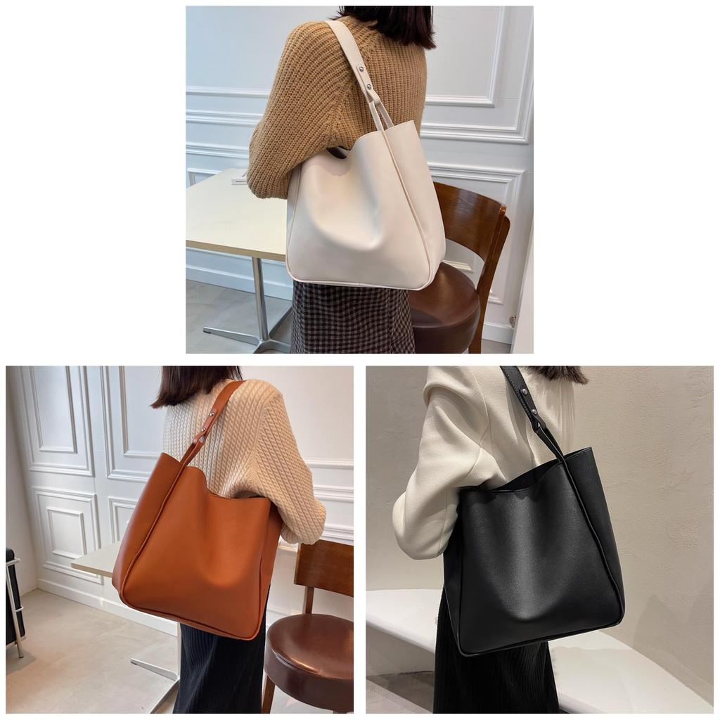 Minimalist Vintage Pu Bucket Bag With Magnetic Closure For Daily Use