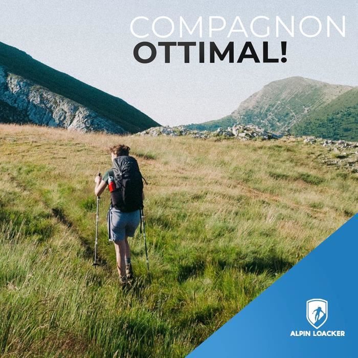 Bâtons de randonnée Alpin Loacker Carbon Pro Series - Aluminium - Noir - 100-120 cm - 291 g