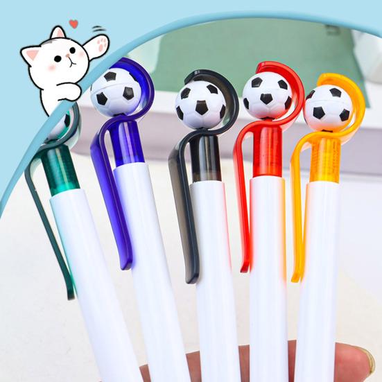 5 Pcs Soccer Rollerball Pens 0.5mm Black Ink Retractable Ballpoint Pens Football Gel Ink Pens for Sports Party Favors Kids Birthday Gifts