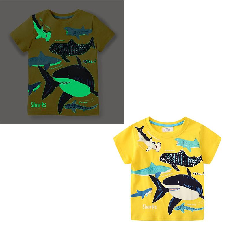 Jumping Meters 2-7T Summer Boys Girls T Shirts Luminous Short Sleeve Kids Jellyfish Clothes Fashion Baby Costume Kids Tees Tops